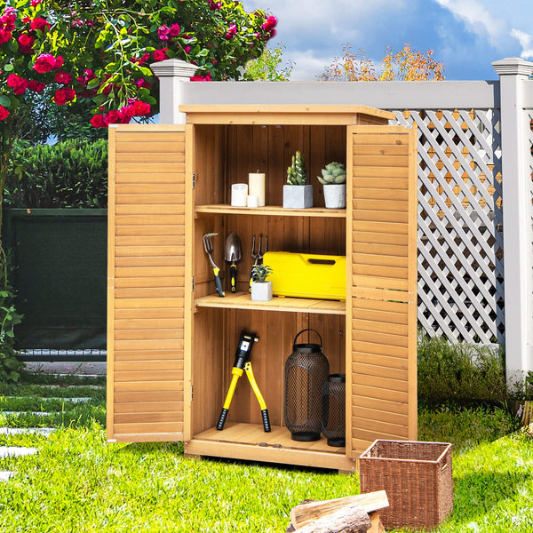 1.6M Outdoor Wooden Storage Shed Solid Wood Garden Tool Cabinet