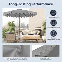 2.7M Patio Umbrella with 32 Solar LED Lights Weighted Base and Sandbags