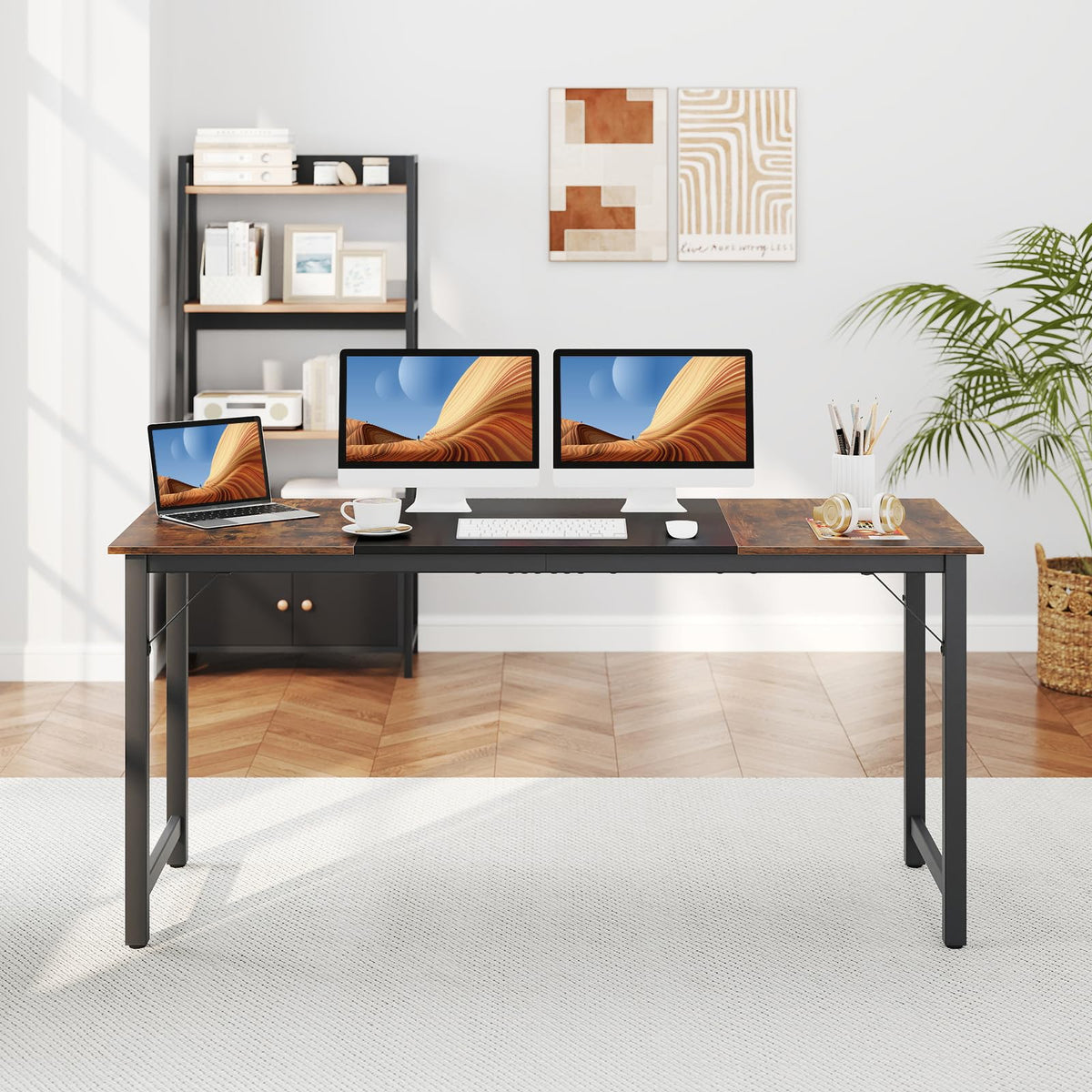 160 cm Computer Desk, Heavy Duty Metal Frame Laptop Table – Giantex.au