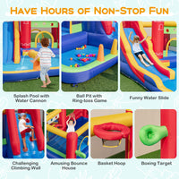 9-in-1 Inflatable Bounce Castle with Waterslide for 3+ (with 680W Blower)