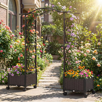 Self-Watering Planter Boxes w/Lattice Trellis & Roof