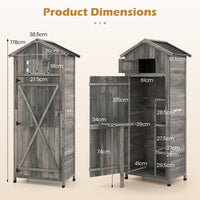 Wood Garden Storage Shed with Lockable Barn Door and Removable Shelves for Outdoor