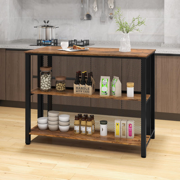 Giantex 91 cm Tall Bar Table with Storage 3-Tier Wine Bar Unit Table with Open Shelves