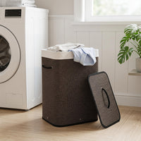 Giantex Bamboo Laundry Hamper w/Lid, 72 L Capacity Clothes Hamper w/Removable Liner