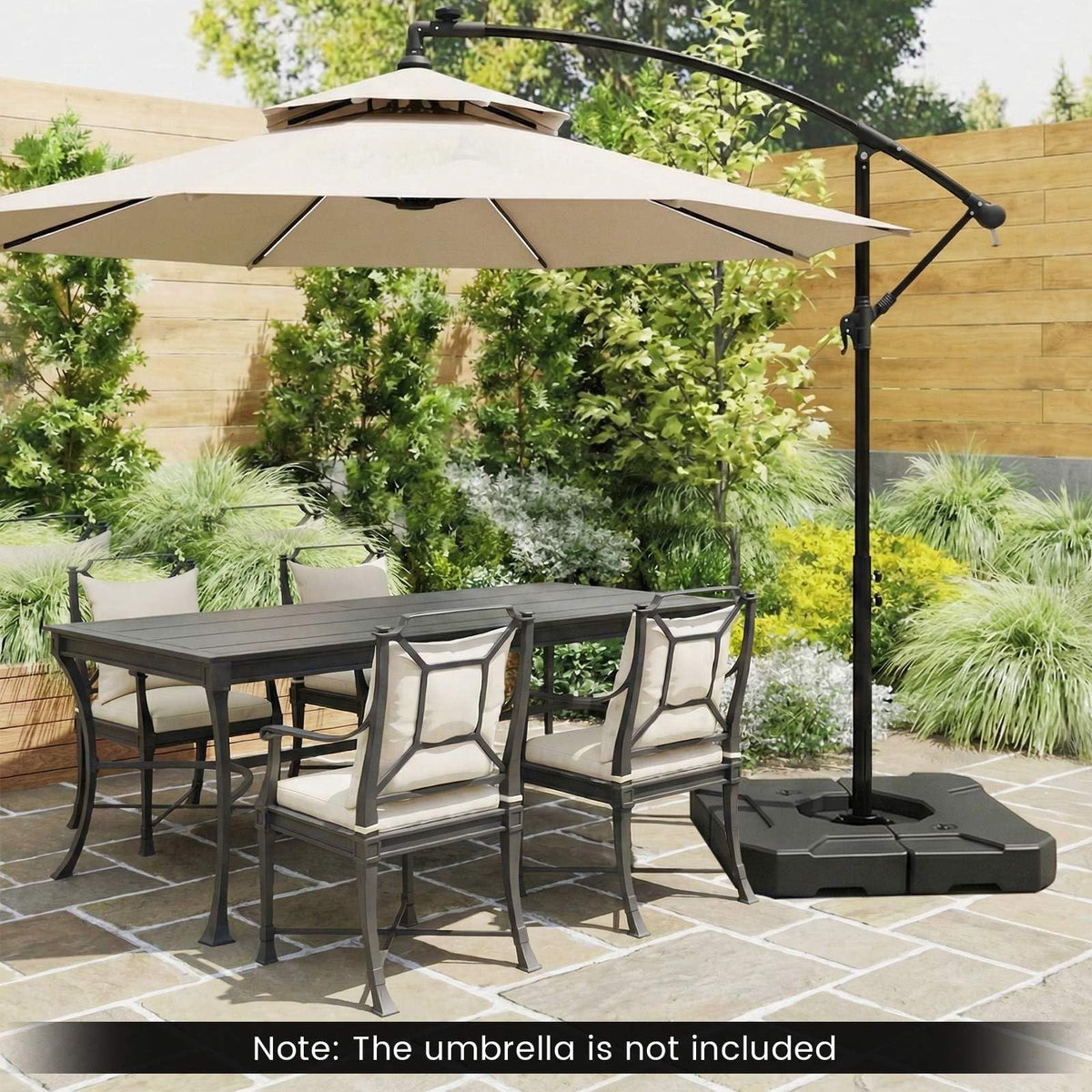 124kgCantilever Patio Umbrella Base,Heavy-Duty 2-Piece Square Plates