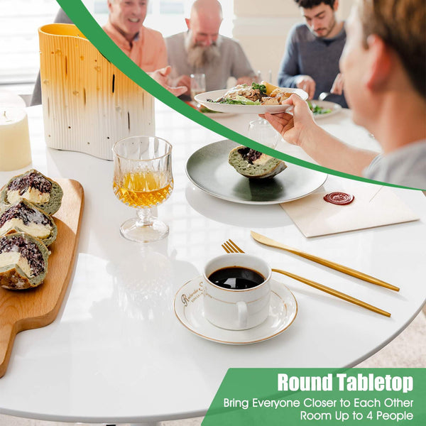 Giantex Round Dining Table, 80 CM Mid-Century Leisure Table for Small Places