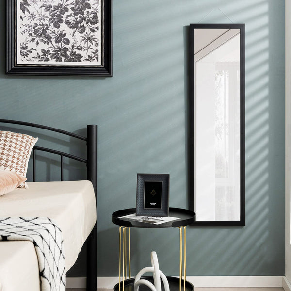 Full Length Over The Door Mirror, Full Length Mirror with Hanging Hooks for Door , Black