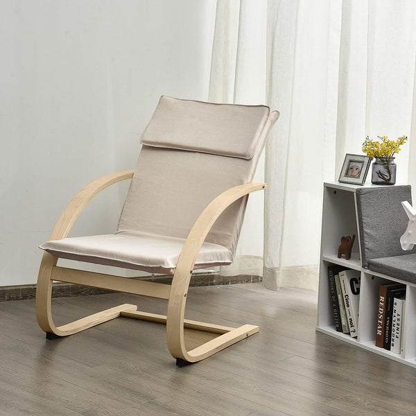 Giantex Bentwood Armchair Lounge Chair Ergonomic Upholstered Seat