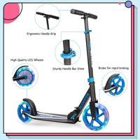 Folding Kick Push Scooter with Flashing LED Wheels