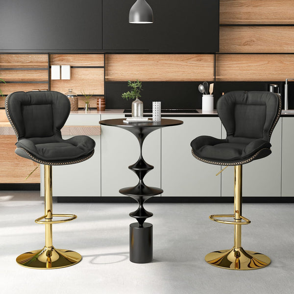 Giantex Adjustable Bar Stool Set of 2, PU Leather Bar Chairs with Padded Seat