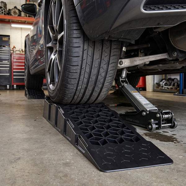 2-Pack 6.5 cm Lift 0000kg GVW Capacity Low Profile Car Ramps for Jack Support