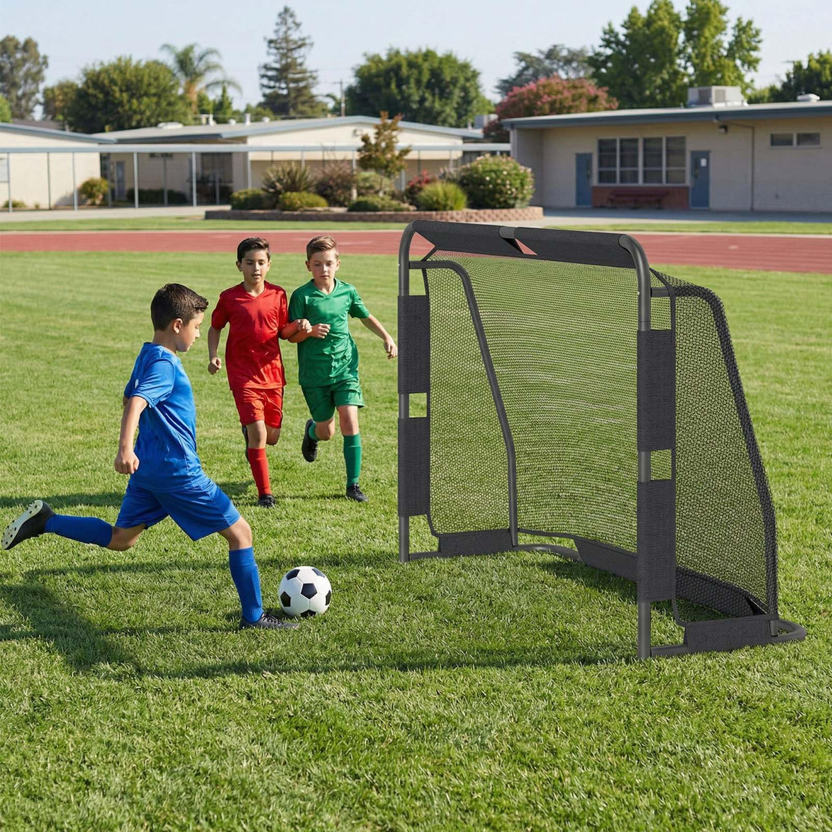 Soccer Goal Set for Backyard 182 cm x 120 cm Metal Frame Goal Post with Net & Anchoring System