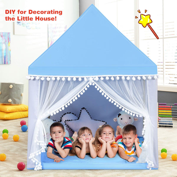 Kids Play Tent, Children Play House w/Solid Wood Frame & Cotton Mat