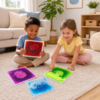 4-Pack Glow-in-the-Dark Liquid Sensory Floor Tiles 30 x 30 CM for Toddlers with Autism