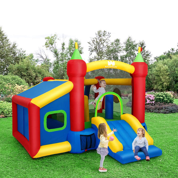 Inflatable Bounce House, Kids Castle Jumping Bouncer w/Slide, Dart Board (with a 450w Air Blower)