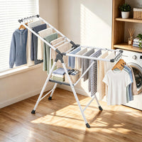 Foldable 2-Level Clothes Drying Rack with140 CM Adjustable Wings