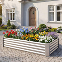 Galvanized Raised Garden Bed, Round/Rectangular Outdoor Planter Box
