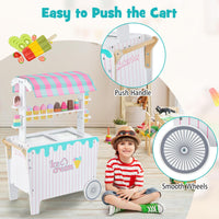 Ice Cream and Food Trunk Toy with 2 Large Wheels for Kids