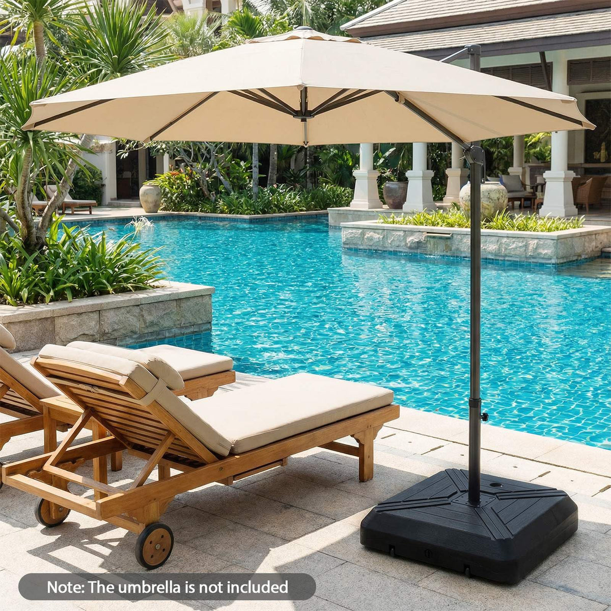 Cantilever Offset Umbrella Base w/Wheels,Heavy-Duty Patio Umbrella Weight Stand
