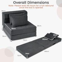 Giantex Folding Sofa Bed, 3-in-1 Convertible Sleeper Chair with 2 Pillows