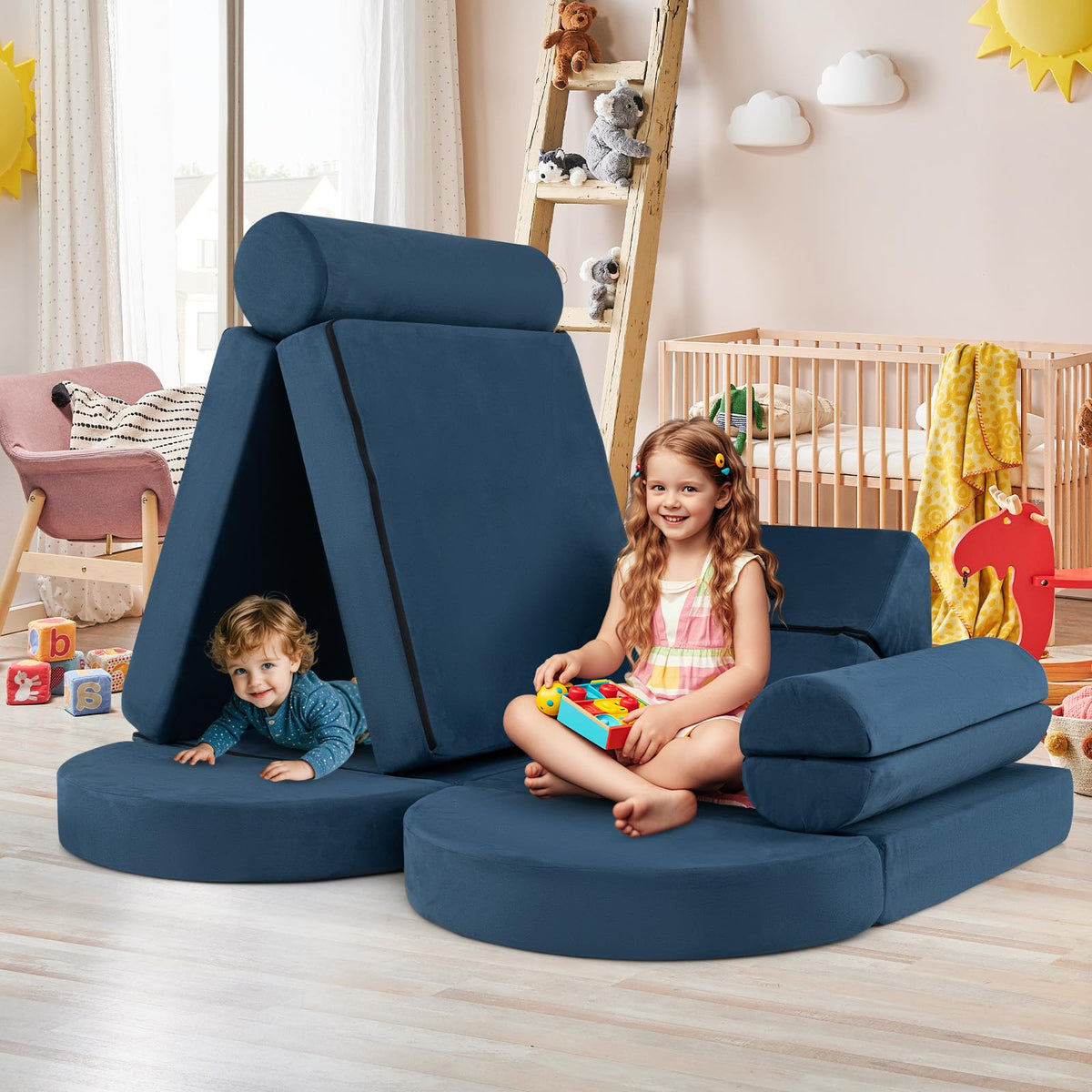 13 PCS Modular Kids Play Couch for Nursery Playroom Bedroom Living Room