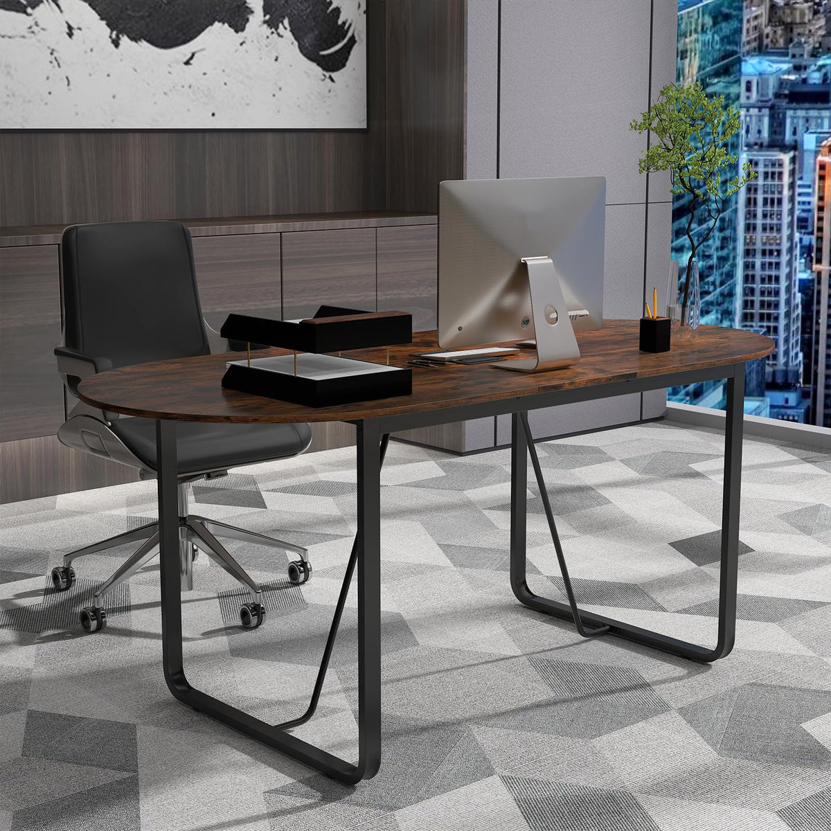 180cm Conference Table, Large Oval Meeting Table for 10 People