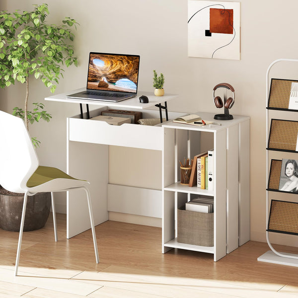 Giantex Lift Top Computer Desk, Modern Office Laptop Desk