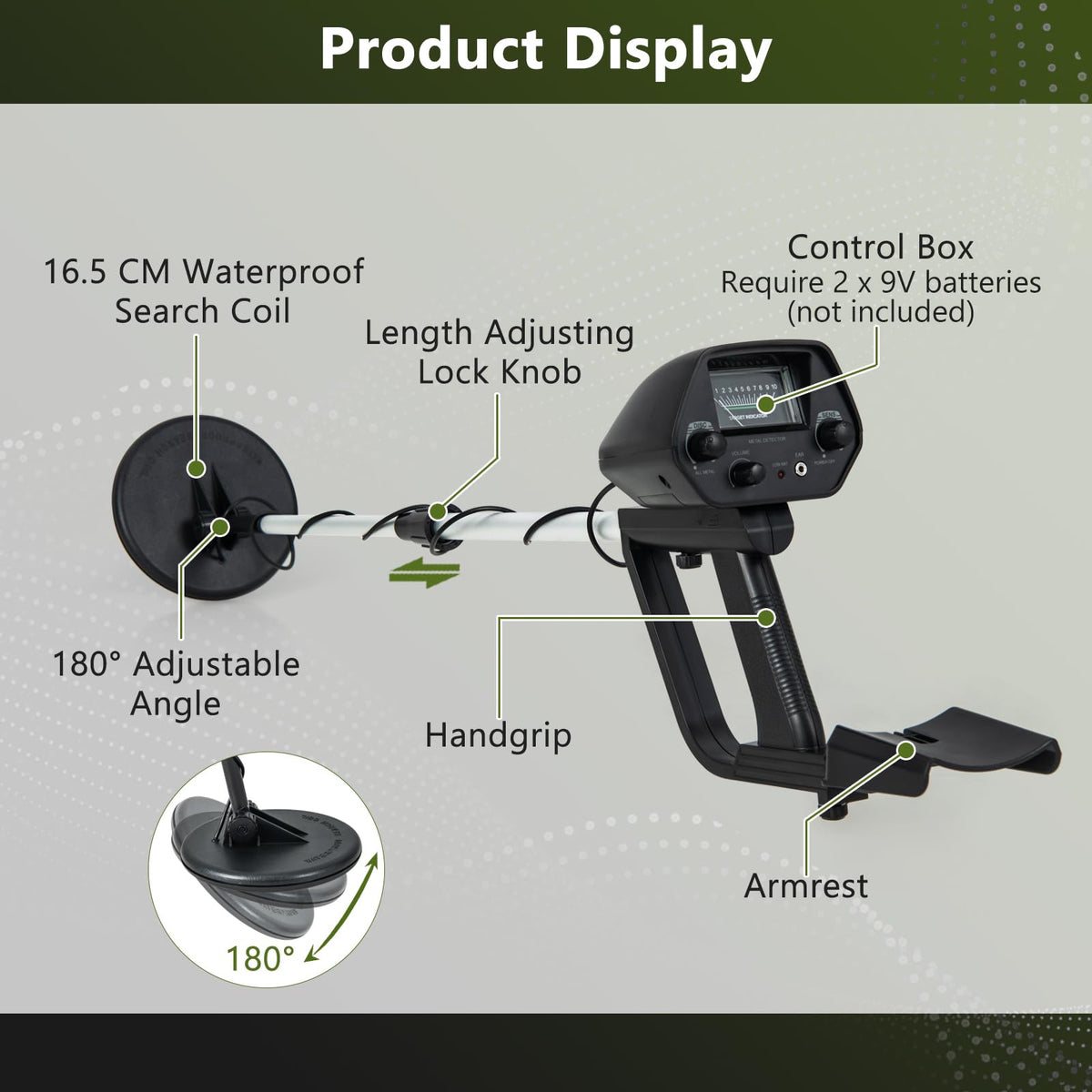 Professional Gold Detector w/ IP68 Waterproof Coil Adjustable Stem