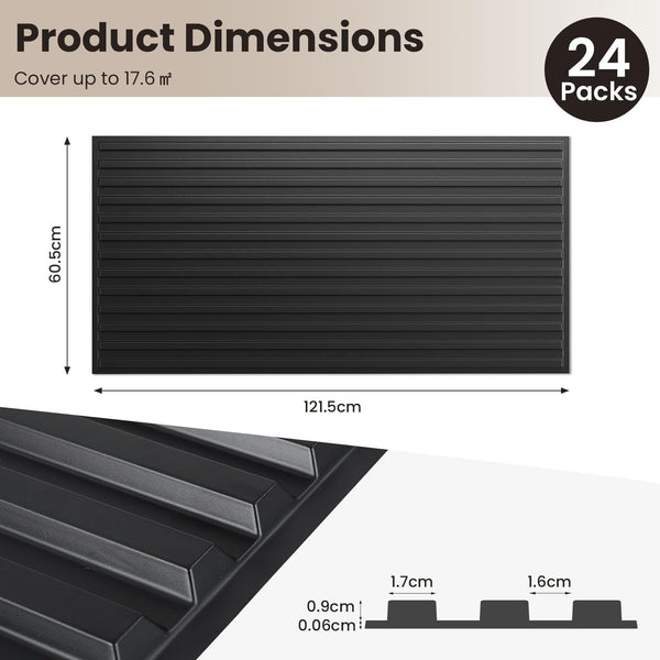 60.5 x 21.5cm 24-Pack PVC Slat Wall Panels for Interior Wall Decoration