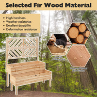 Giantex 2-Tier Raised Garden Bed w/Trellis, Wooden Elevated Planter Box w/Legs