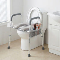 Raised Toilet Seat with Handles, Height & Width Adjustable Elevated Toilet Seat Riser