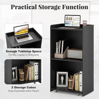 Giantex Rolling Lectern Stand, 105cm Presentation Podium with 2 Storage Shelves