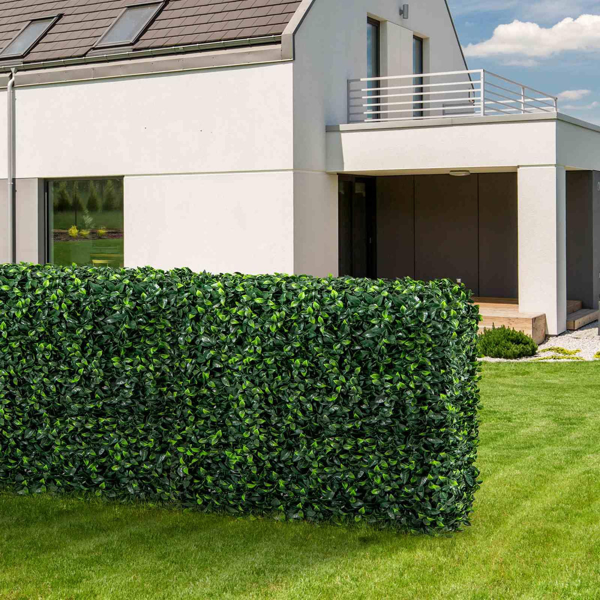 Artificial Plant Wall, Fake Boxwood Privacy Fence w/Realistic PE Leaves