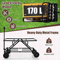 Heavy-Duty Wagon Cart with Adjustable Handlebar and Storage Pocket