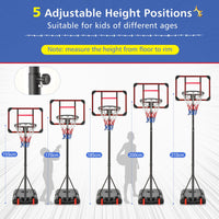 Basketball Hoop Stand, Adjustable Basketball Hoop w/ 193-248cm Height Adjustment