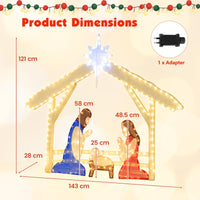 121cm Pre-lit Christmas Holy Family Set with 272 Warm Cold White LED Lights
