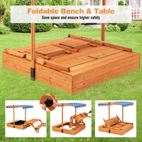 Outdoor Foldable Kids Wooden Sand Box with Lid Cover