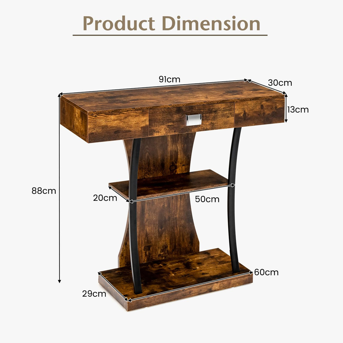 Giantex T-Shaped Console Table for Small Space, Behind Couch Table with Drawer