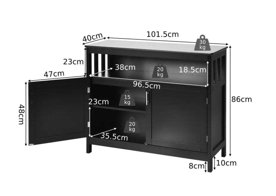 Giantex Kitchen Buffet Server Sideboard, Wooden Storage Cupboard Cabinet, 2-Door Console Table