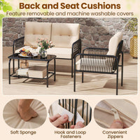 4 Pieces Patio Furniture Set, PE Rattan Sofa Chairs
