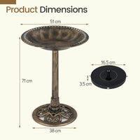 71cm Bird Bath with Solar Powered Fountain, Outdoor Pedestal Birdbath