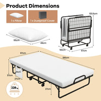 Single Size Folding Bed with Memory Foam Mattress & Pillow