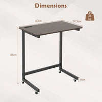 C-shaped End Table with Built-in Phone Slot and Low Profile Base Slide for Living Room Bedroom