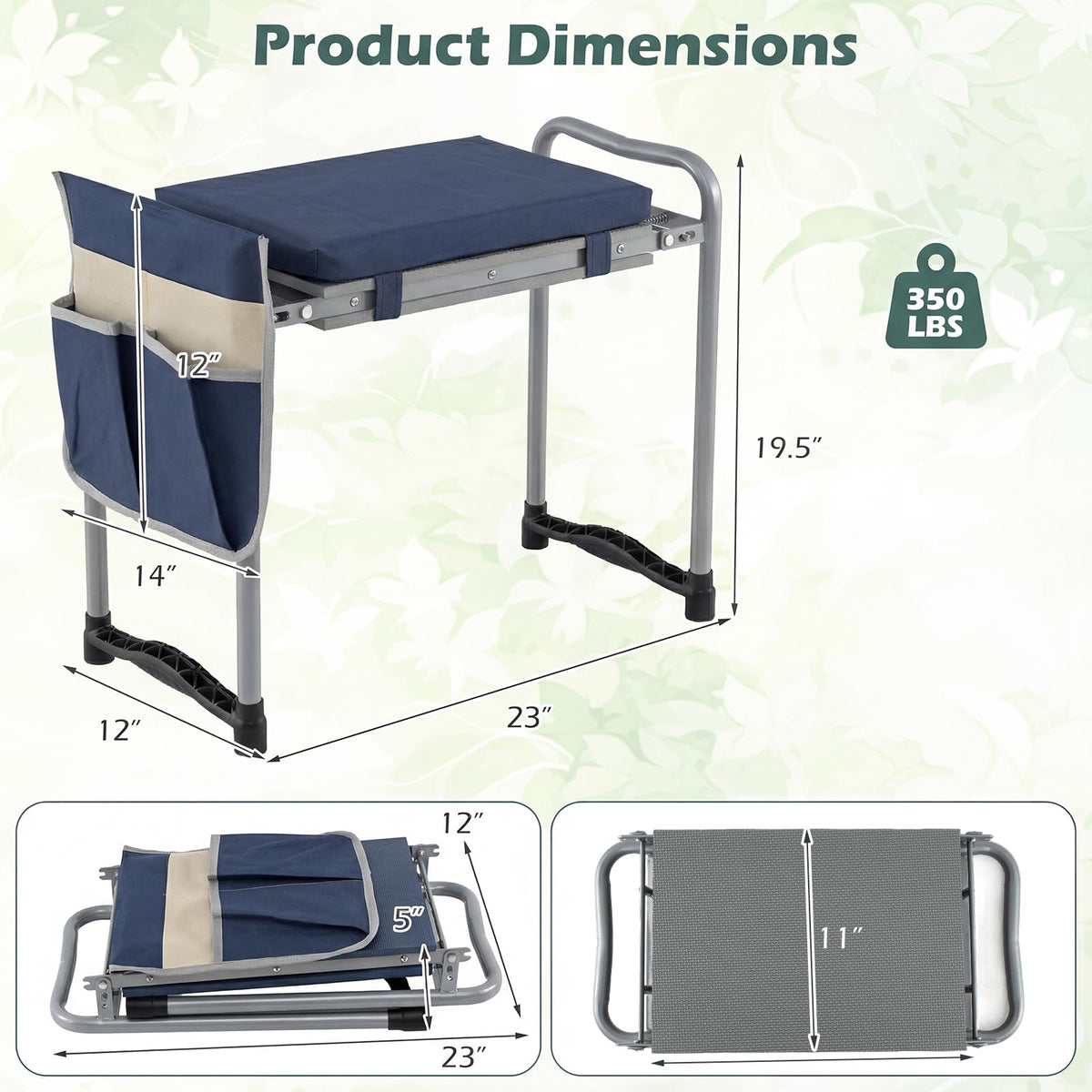 Foldable Garden Kneeler and Seat for Seniors Gardeners
