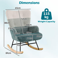 Nursery Rocking Chair with Boucle Fabric Ergonomic Armrests and High Back