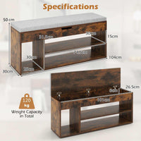 Shoe Bench w/Padded Seat, Shoes Rack w/Hidden Storage