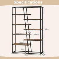180 cm Tall Bookshelf, 7-Tier Industrial Etagere Bookcase