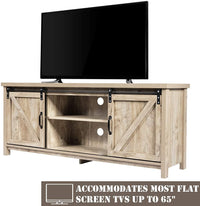 Giantex TV Stand for 65” Television, 2 Center Compartments & 2 Cabinets, Wooden TV Cabinet