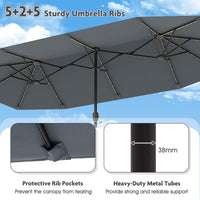 3.9 m Large Patio Umbrella w/LED Solar Lights