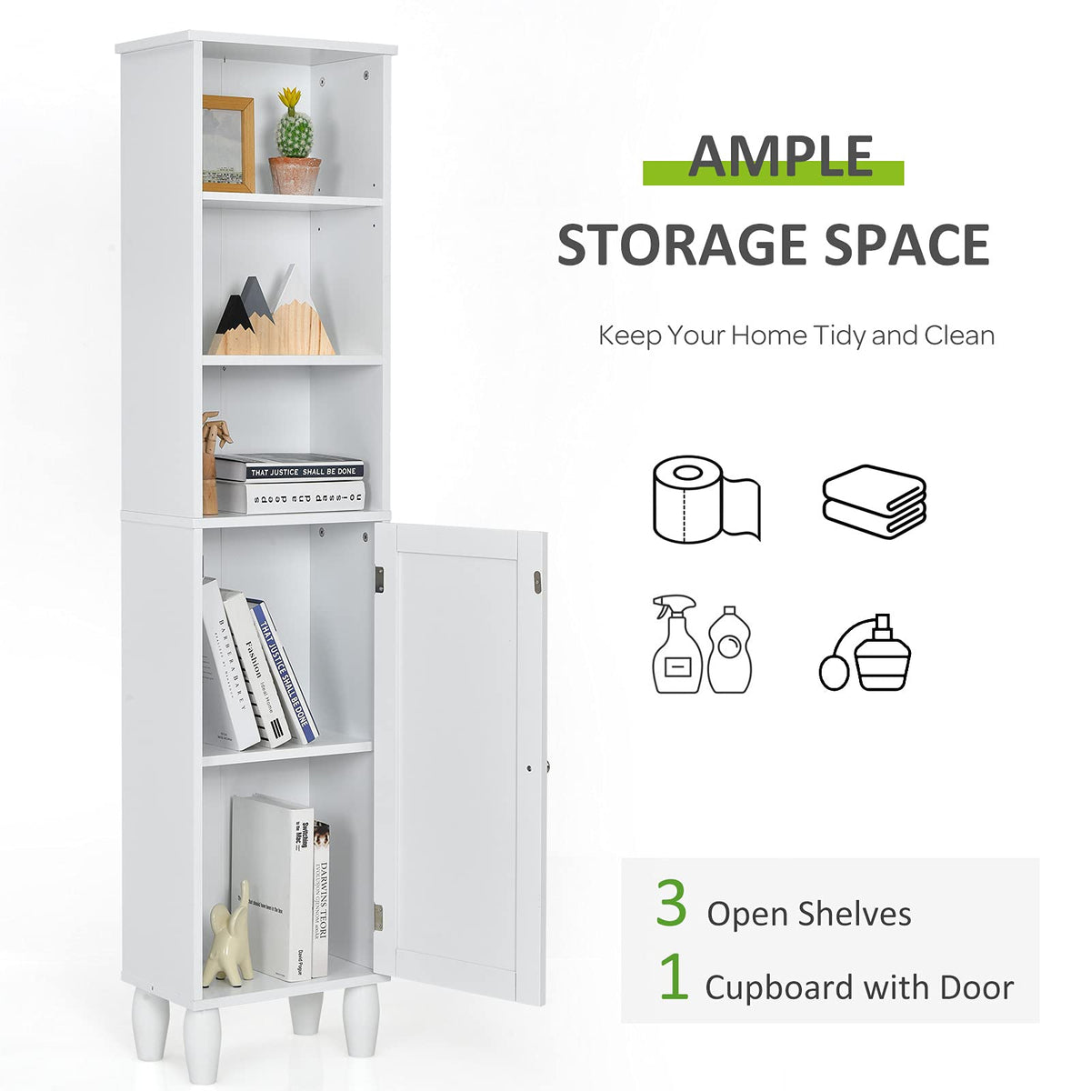 Freestanding Tall Bathroom Storage Cabinet